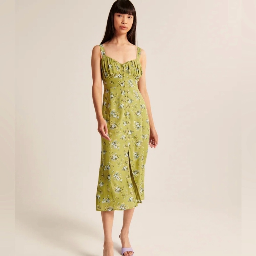 Abercrombie and Fitch Green Floral Midi Dress